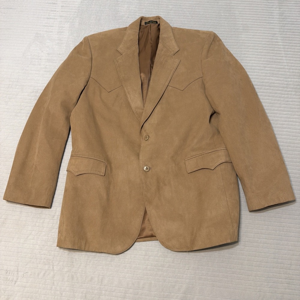 Circle S Dallas Texas Western Brown Faux suede Mens Jacket Sport Coat Blazer 44L